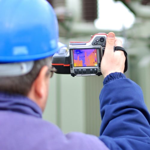 Thermal imaging equipment with thermal infrared camera.